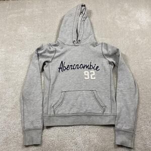 Y2K Abercrombie & Fitch Hoodie Sweatshirt Womens M Gray Embroidered Mall Brand